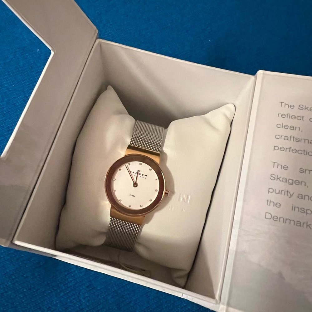 Skagen Women’s Silver and Rose Gold Watch
